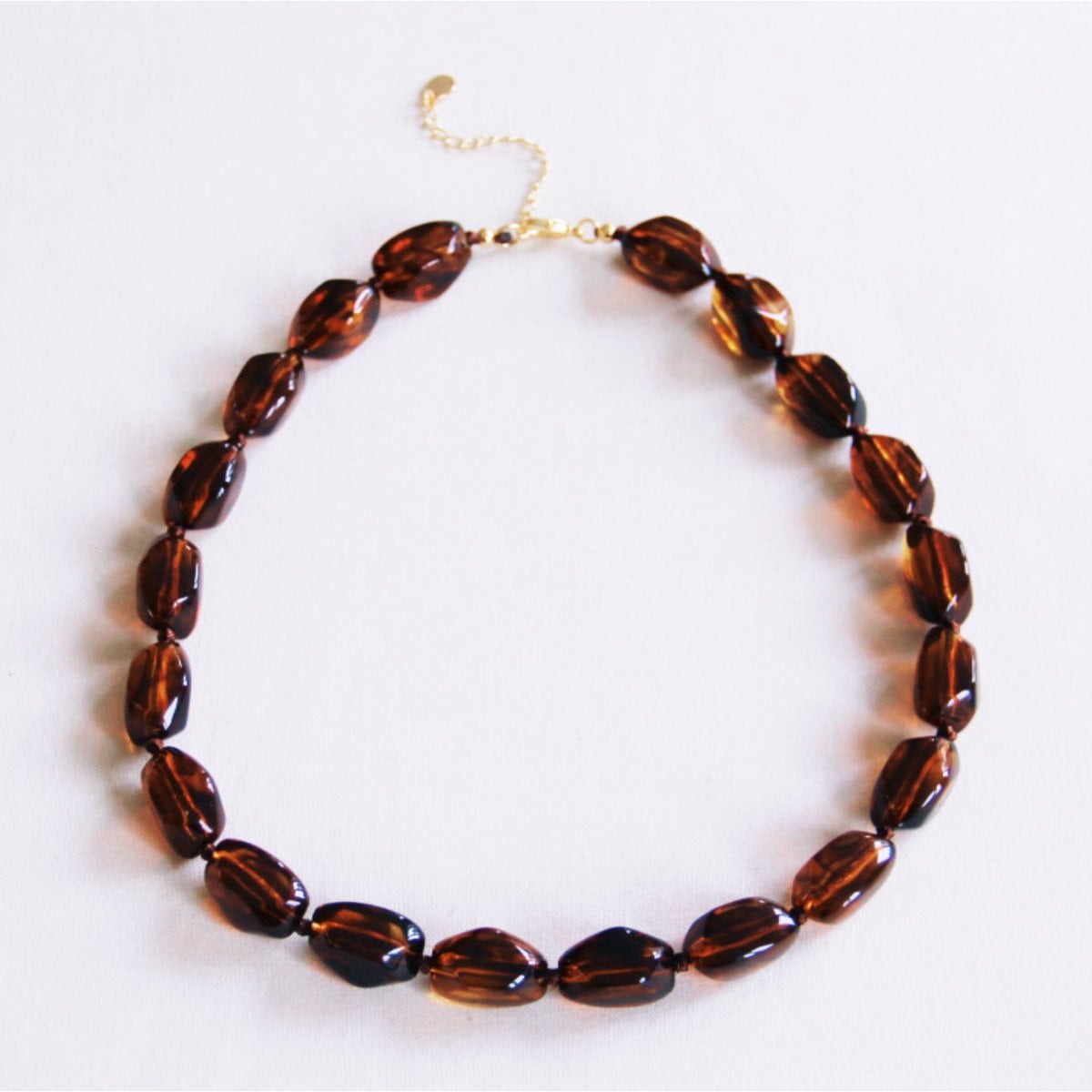 Kralenketting 'nugget' groot - bruin - Selva & Co
