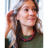 XL vierkante kralenketting - magenta/kers - Selva & Co
