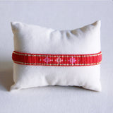 Geweven miyuki- armband met bloemenpatroon - rood/roze - Selva & Co