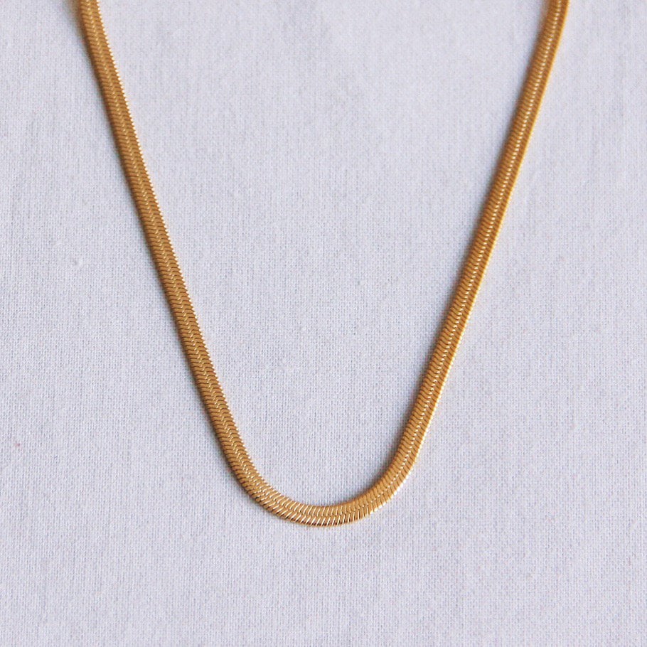 Flat “Snake” chain 3mm - gold color - Selva & Co