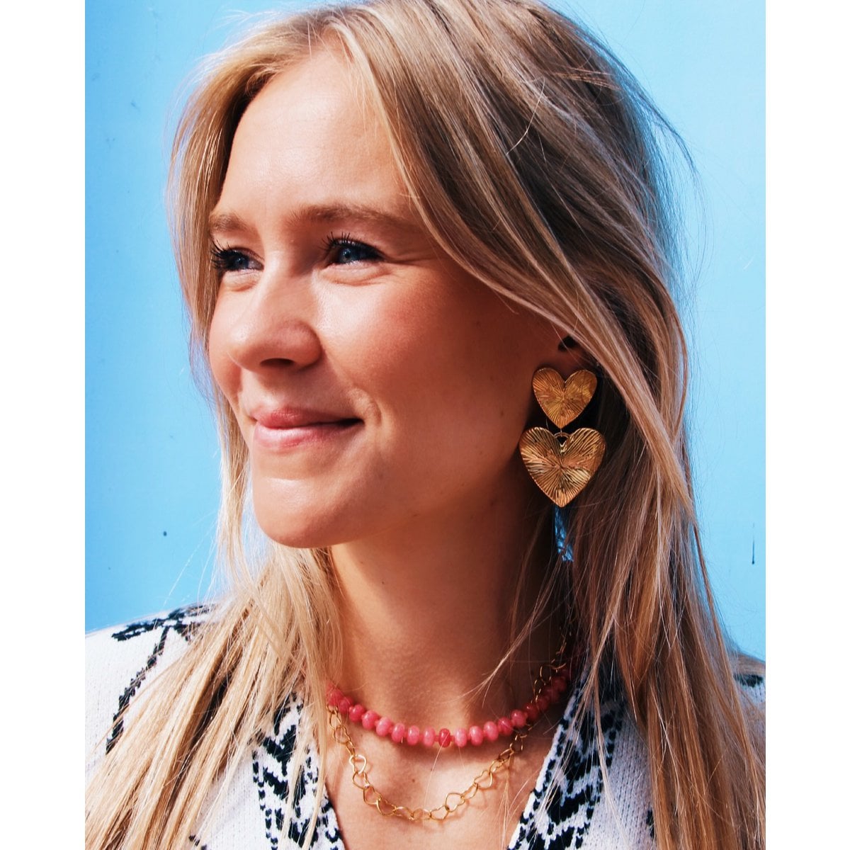 Statement earring 2 hearts - Selva & Co