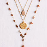 RVS fijne ketting met bolletjes en maan/zon bedel – goud - Selva & Co