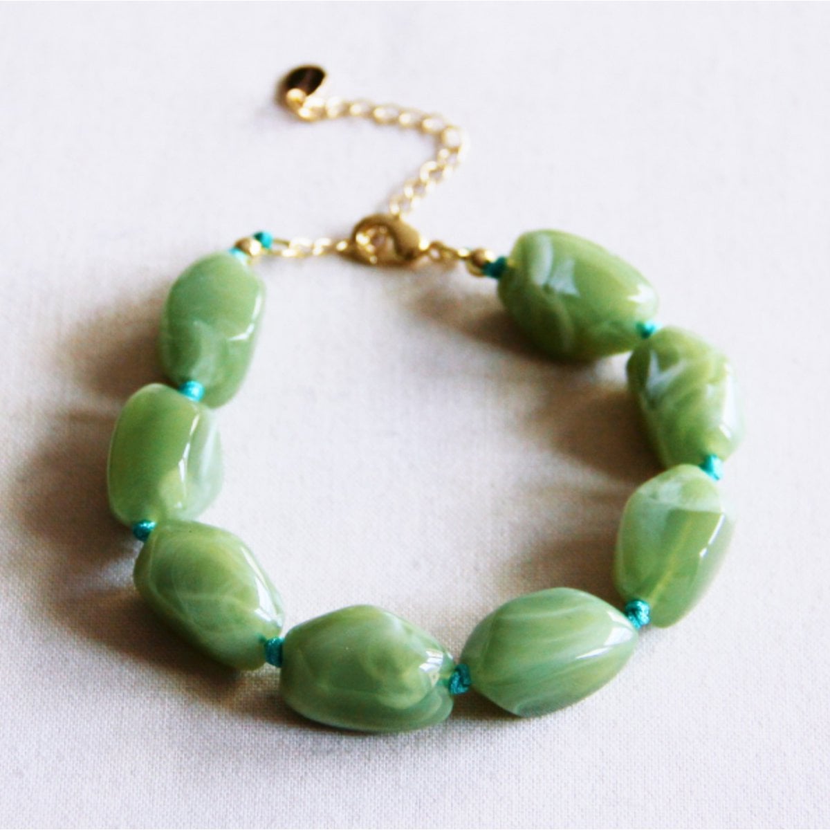 Kralenarmband 'nugget' groot - groen - Selva & Co