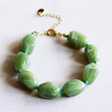 Kralenarmband 'nugget' groot - groen - Selva & Co