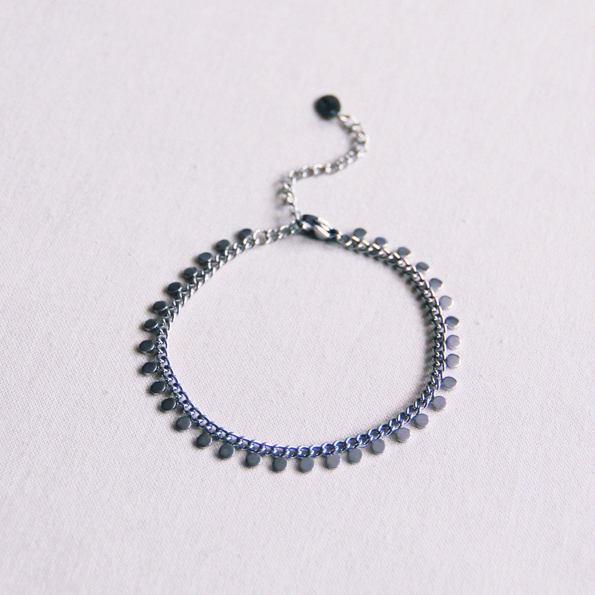 Stalen armband met ketting en munten - zilver - Selva & Co