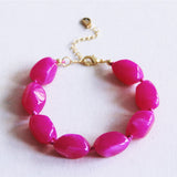 Armband met kralen 'nugget' groot - fuchsia - Selva & Co