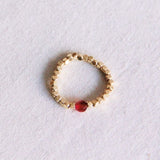 Elastische ring met natuurlijke steen - fuchsia - Selva & Co