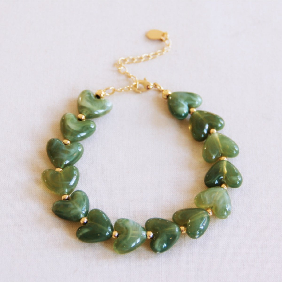 XL armband met hars hartkralen - groen - Selva & Co