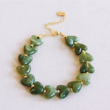 XL armband met hars hartkralen - groen - Selva & Co