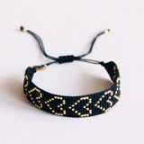 Heart woven bracelet - black/gold plated - Selva & Co