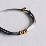 FW105 - Satin bracelet with rings - taupe / gold - Selva & Co
