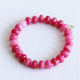 Elastische armband van edelsteen - fuchsia/roze - Selva & Co