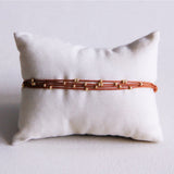 Quadruple satin bracelet with beads - cognac - Selva & Co