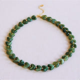 Beaded necklace of hearts resin - green - Selva & Co