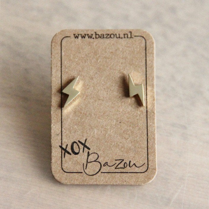 OS420 - Stainless steel ear studs lightning - gold - Selva & Co