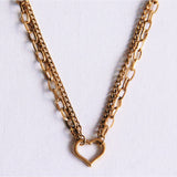 Dubbele ketting met open hart - goud - Selva & Co