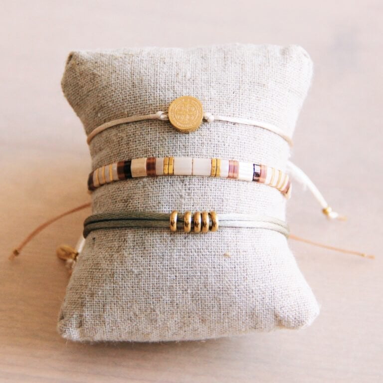 Tilabead Bracelet Taupe / Nude / Goldplated - Selva & Co