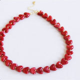 Kralenketting van hartenhars - rood - Selva & Co