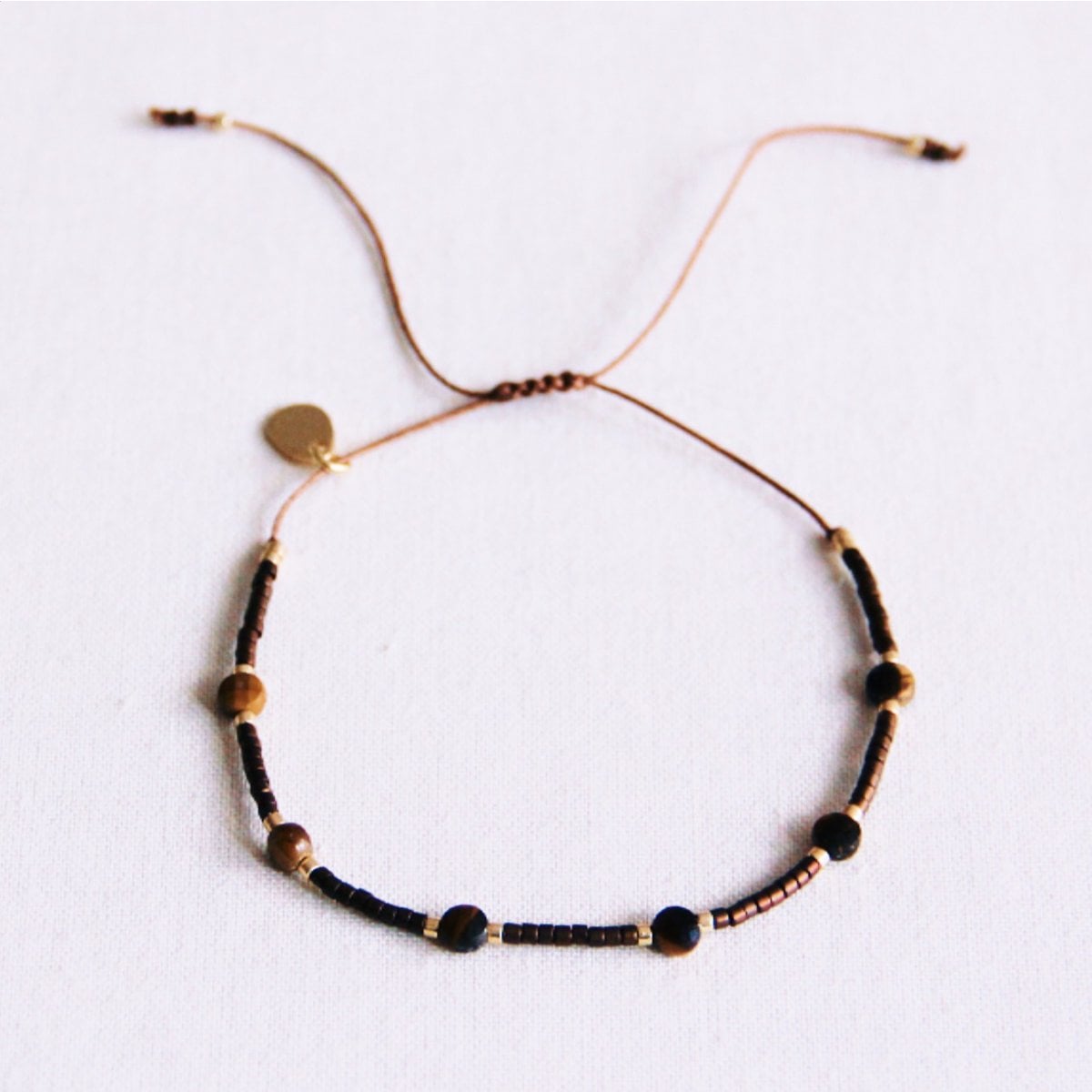 Edelsteen miyuki- armband – bruin - Selva & Co