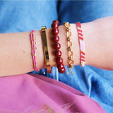 Natural stone beaded bracelet XL - burgundy - Selva & Co