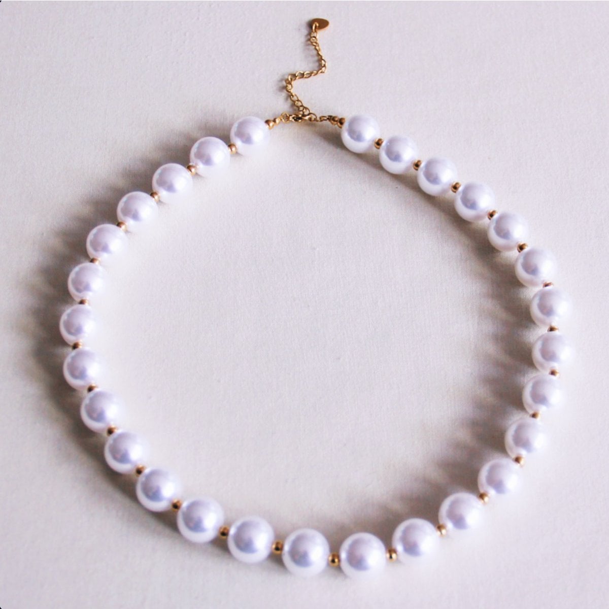 XL Parelketting met kralen - goud/wit - Selva & Co