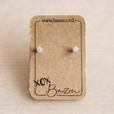 OS405 - Stainless steel mini ear studs with rhinestone - silver - Selva & Co