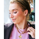 Natuurlijke stenen kralenketting XL - bruin - Selva & Co
