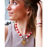 Natural stone bead necklace XL - red/pink - Selva & Co