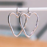 Stainless steel earring with XL open heart - silver - Selva & Co