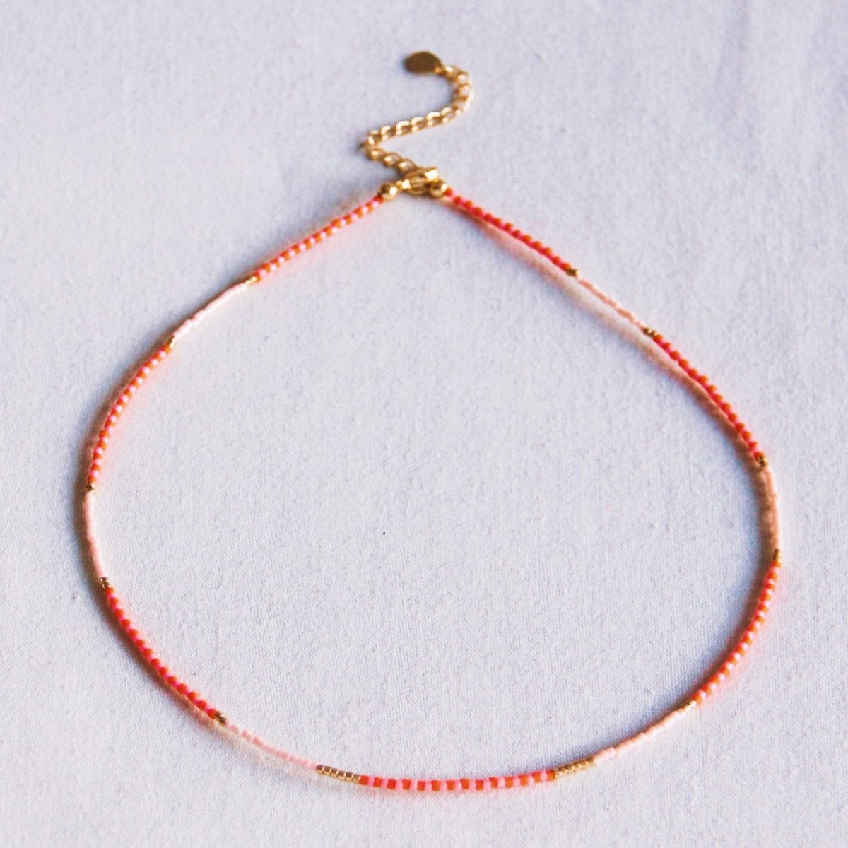 Beaded necklace orange/pink/nude - Selva & Co