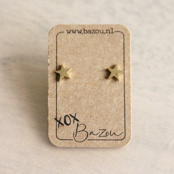 OS432 - Stainless steel ear studs star - gold - Selva & Co