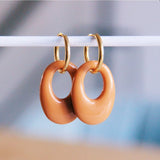 Earring with resin drop – cognac - Selva & Co