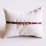 Double miyuki bracelet with 3 mini hearts - dark brown - Selva & Co