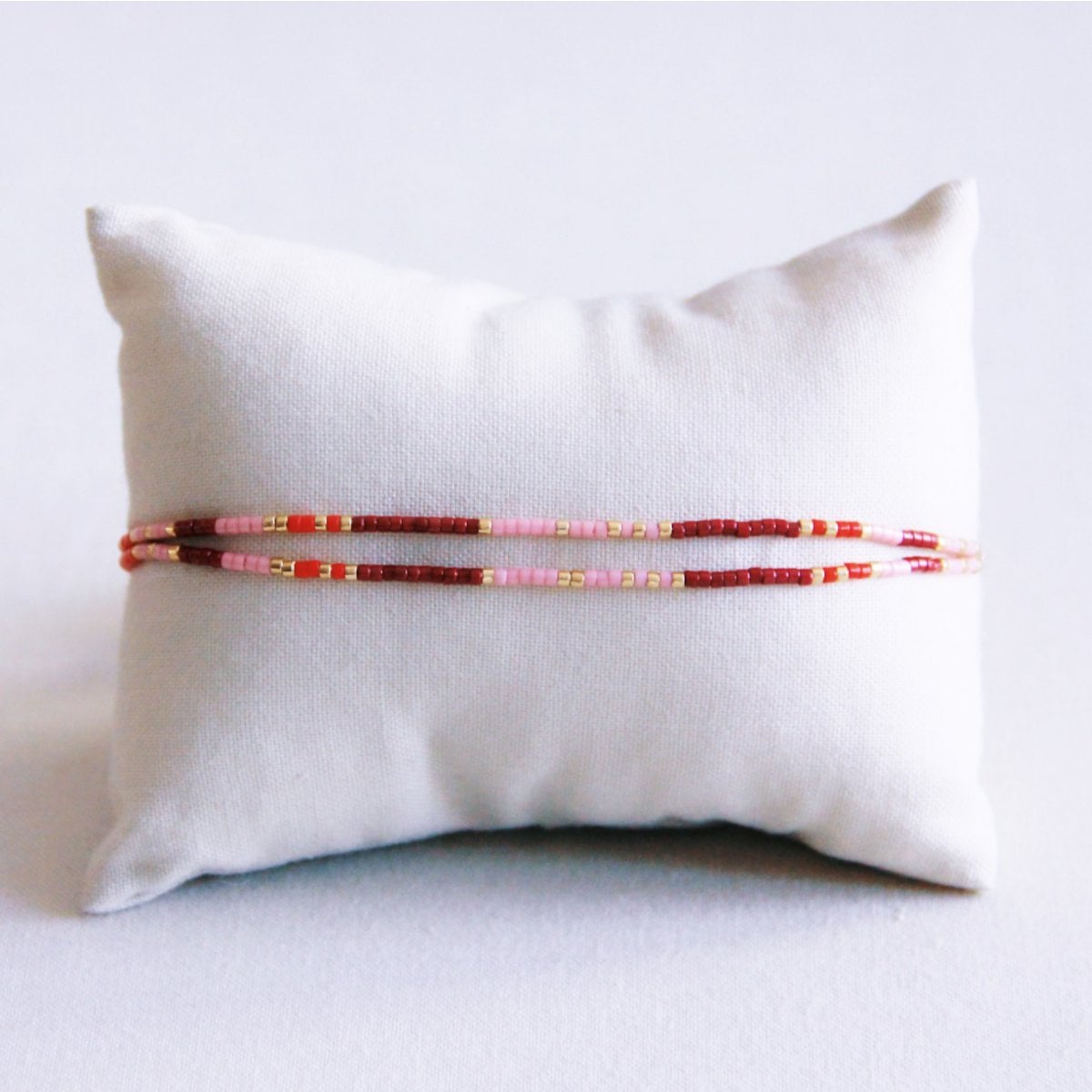 Double miyuki bracelet - red/lilac/bordeaux - Selva & Co