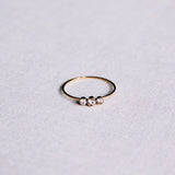 Steel minimalist ring with 3 mini zirconias - gold - R637 - Selva & Co