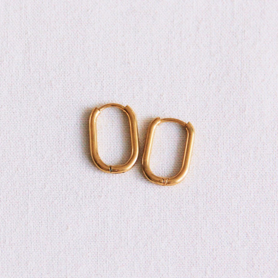 EA554: Stainless steel creole oval 16mm "basic" - gold - Selva & Co