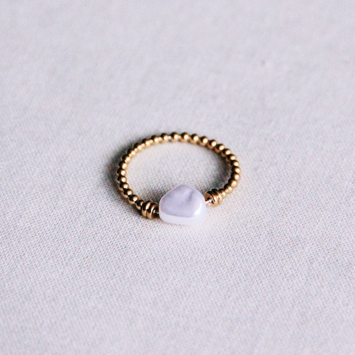 Steel ball ring with pearl - gold - Selva & Co