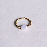 Steel ball ring with pearl - gold - Selva & Co