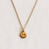 Stainless steel fine chain with smiley - gold - Selva & Co