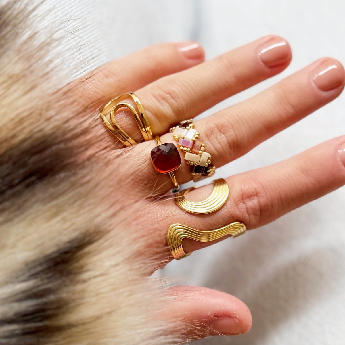 Tilabead ring - nude shades - Selva & Co