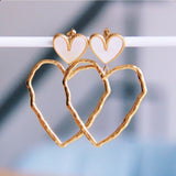 Statement earring with mother of pearl and open heart - Selva & Co