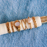 Steel ball ring with pearl - gold - Selva & Co