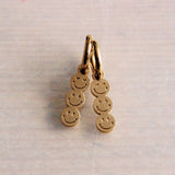 RVS creolen met 3 smileys – goud - Selva & Co