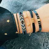 D-ketting armband met kristallen hart bedel - goud - Selva & Co