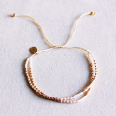 Dubbele miyuki armband - naakrt/wit/taupe - Selva & Co