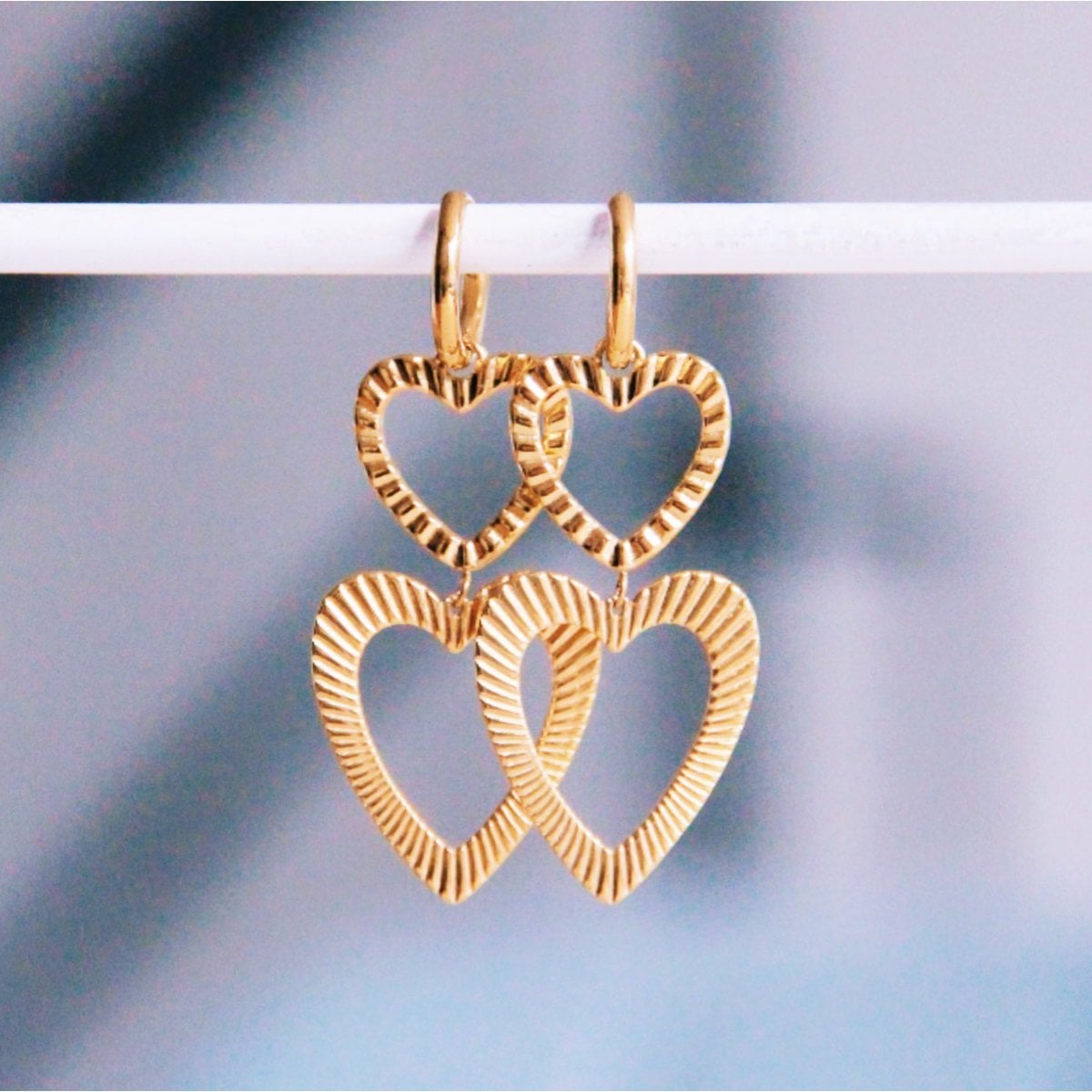 Double striped heart earring - Selva & Co
