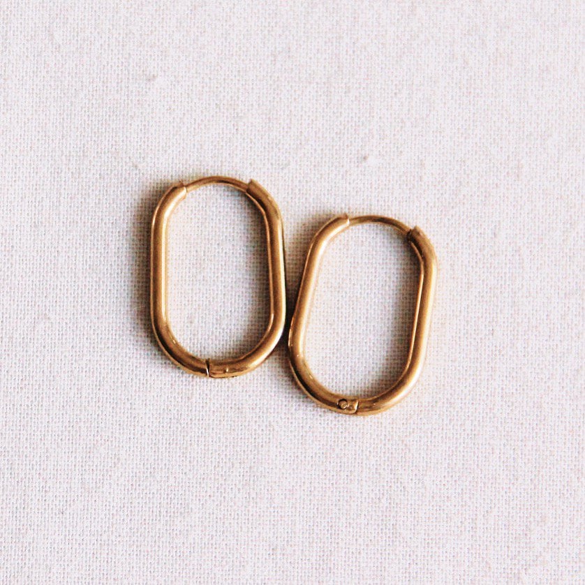 EA562: Stainless steel creole oval 21mm "basic" - gold - Selva & Co