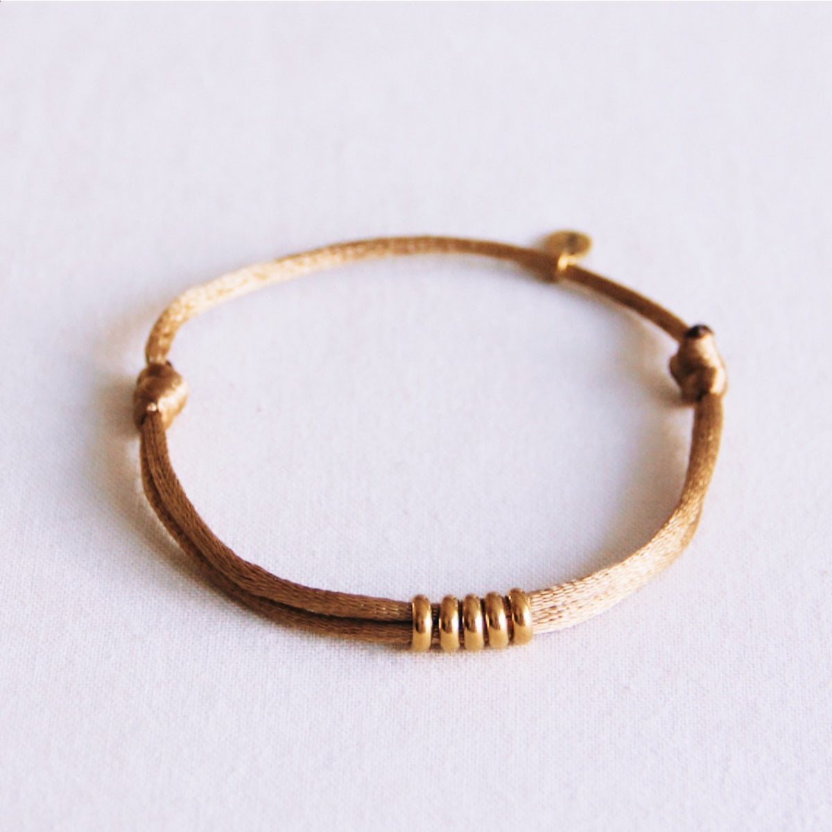 Satin bracelet with rings – gold-colored/gold - Selva & Co