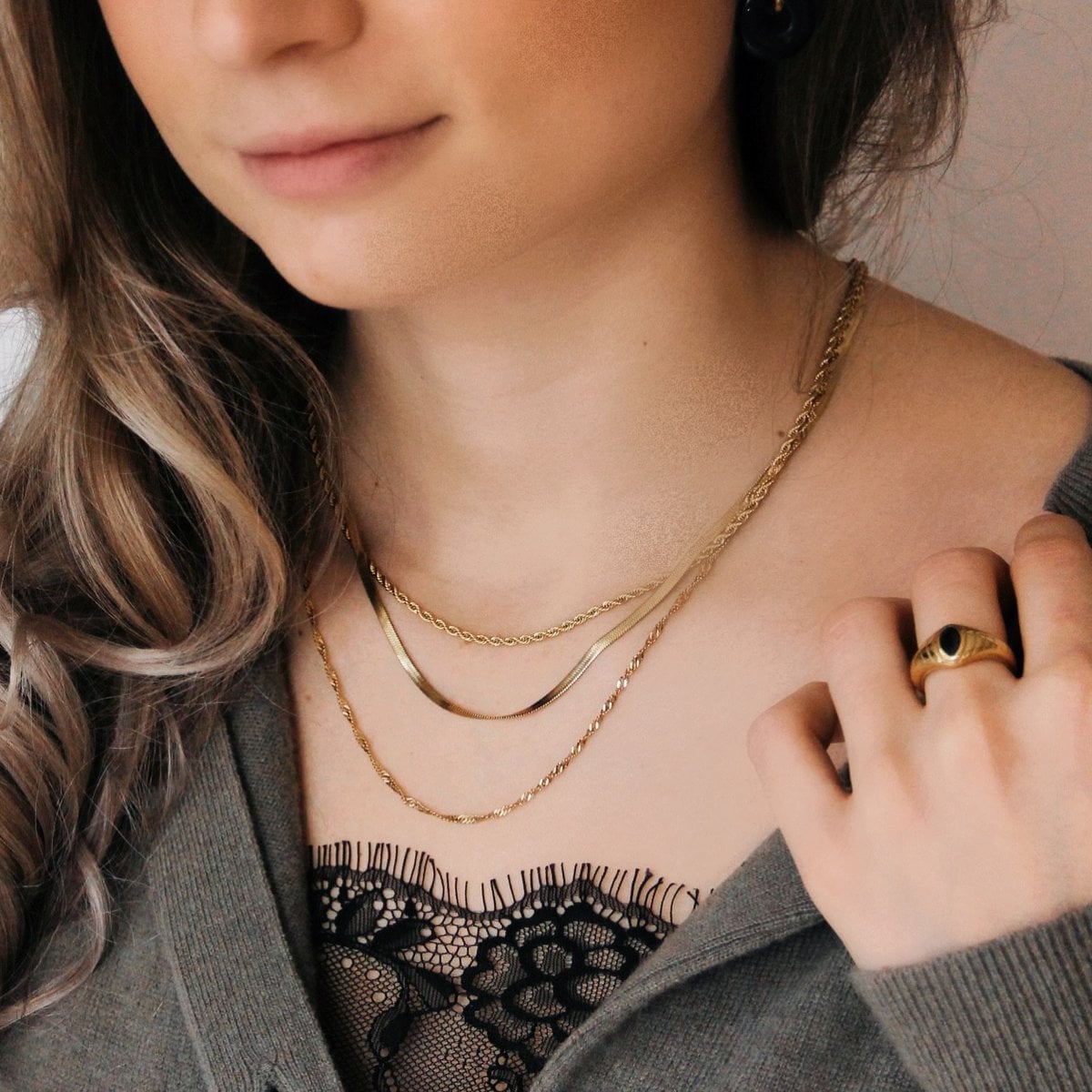 Stainless steel small twisted necklace – gold - Selva & Co