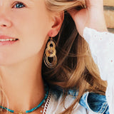 Stainless steel statement earring twisted rings - gold - Selva & Co